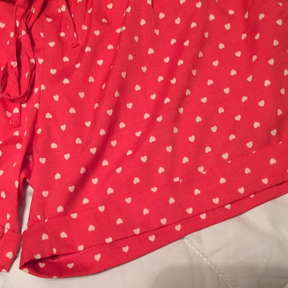 Bright Orange Polyester Shorts with Hearts ❤️🧡 - Picture 4 of 4